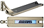 The Blunt Envy AOS V6 Squad Olive Stunt Scooter Deck (6" x 22") is shown from two angles: the top has black grip tape, while the bottom features "AOSV6" branding and a holographic detail.