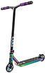 The CORE CG1 Complete Stunt Scooter by CORE features a black handlebar and deck, textured grip, and eye-catching neochrome (rainbow) hardware including the fork, neck, and wheel cores for standout style.