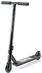 The Xootz Complete Stunt Scooter - Phantom Black is ideal for beginners and features a Y-shaped handlebar with grips and Xootz branding on its durable aluminum construction bar and deck. It includes a sturdy deck, two small wheels, and a dependable rear brake.