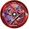 The Chubby Hollowcore 110mm Stunt Scooter Wheel - Basilisk Limited Edition features a bold red design with two anime-inspired characters—a roaring beast on the left and a determined swordsman on the right—by Chubby.