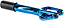 A glossy chrome blue Ethic DTC Merrow V3 8/12STD HIC stunt scooter fork, featuring a black cylindrical attachment at one end and an open, pronged design at the other, displayed on a white background—ideal for riders who demand high-performance Ethic brand scooter forks.