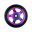 Enjoy the Drone Luxe 3 Dual-Core 110mm Stunt Scooter Wheel in Neochrome, featuring a vibrant multicolor glossy finish and black rim. Its metallic rainbow-sheen core has an airy, five-spoke design with Ultra-Sonix bearings for a feather-light ride.