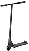 The Aztek Siren Complete Street Stunt Scooter in black features a straight handlebar, two small wheels, a minimalist design, and red accents on the stem and deck—perfect for sleek street riding.