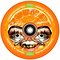 The Chubby Hollowcore 110mm Stunt Scooter Wheel - Orange Peel by Chubby features an orange slice design, surreal face graphic, gold teeth, and “CHUBBY ORANGE PEEL” and “FRESHLY SQUEEZED” text—ideal for stunt scooters.
