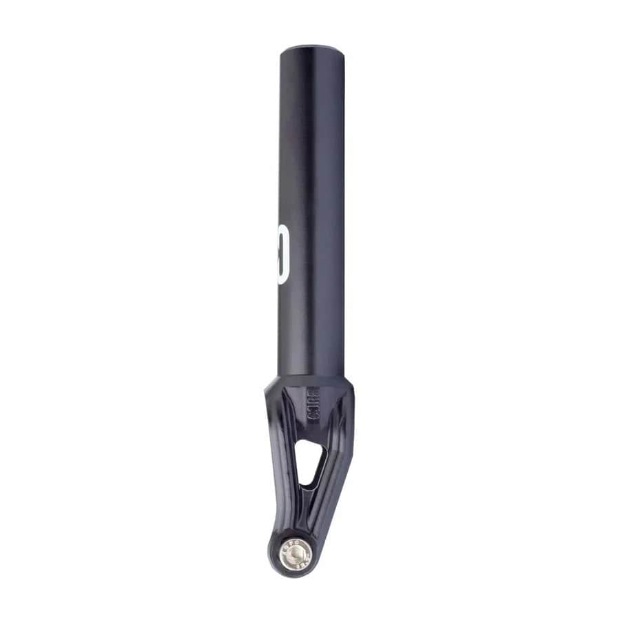 Introducing the CORE ST2 SCS/HIC Stunt Scooter Forks in Black, a modern and utilitarian tool crafted from high-grade aluminum. Featuring a sleek cylindrical rod and triangular base, this scooter fork design includes a metallic bolt at the bottom for easy installation by any enthusiast.