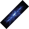 A rectangular poster, inspired by the Logic V2 Stunt Scooter Griptape - Blue Flare, features a striking blue flare design on a black background. The word "LOGIC" is prominently displayed in the center with futuristic styling, encompassed by complex and radiant electric motifs.