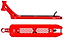 The CORE SL3 Forged Candy Red Stunt Scooter Deck (5.25" x 19.3"/20.5") features side and bottom views with a honeycomb cutout, black grip tape, rear black brake, and white "CORE SL3" branding for a premium look.