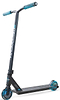 The Madd Gear (MGP) MG 3 Zen Complete Stunt Scooter in Black/Blue features a durable steel one-piece T-bar with blue grips, grip-taped black deck, and blue wheels, displayed upright on a white background.
