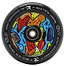 The Root Industries x KOTA Limited Edition AIR 110mm Stunt Scooter Wheel features vibrant abstract colors and a black rim with white “Root Industries AIR,” “Kota,” and “For Scootering” text—ideal for reliable KOTA stunt scooter performance.