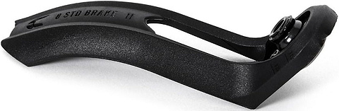 A black Ethic DTC Nylon V2 8 STD stunt scooter brake, made by Ethic, is displayed from a side angle against a white background.