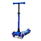 The I-Glide i-Glide 3-Wheel LED Kids Scooter - Blue/Blue boasts a vibrant blue design with an adjustable height handlebar. Its front wheels light up with colorful LEDs, enhancing the sleek deck set against a plain white background.