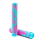 The CORE Skinny Boy Refresher Stunt Scooter Grips - 170mm showcase a vibrant blend of pink and blue hues with a textured pattern. Designed for scooter use, these shock-resistant handlebar grips proudly feature the "CORE" branding and are displayed against a plain white background.