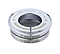 The Blunt Envy Low Stack IHC Integrated Stunt Scooter Headset in Chrome, a silver metal piece perfect for stunt scooters, displays the labels "Low Stack - IHC" and "Low Stack 1-1/8 Headset Bearings." This cylindrical headset features sealed bearings, a slit with an engraved logo, and boasts a reflective and smooth surface.