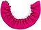 The SFR Ice Skate Blade Soakers in bright pink are semicircular, crafted from microfiber with a gathered elastic edge, providing moisture protection for blades. They feature a stylish small black tag with "SFR" in white letters.