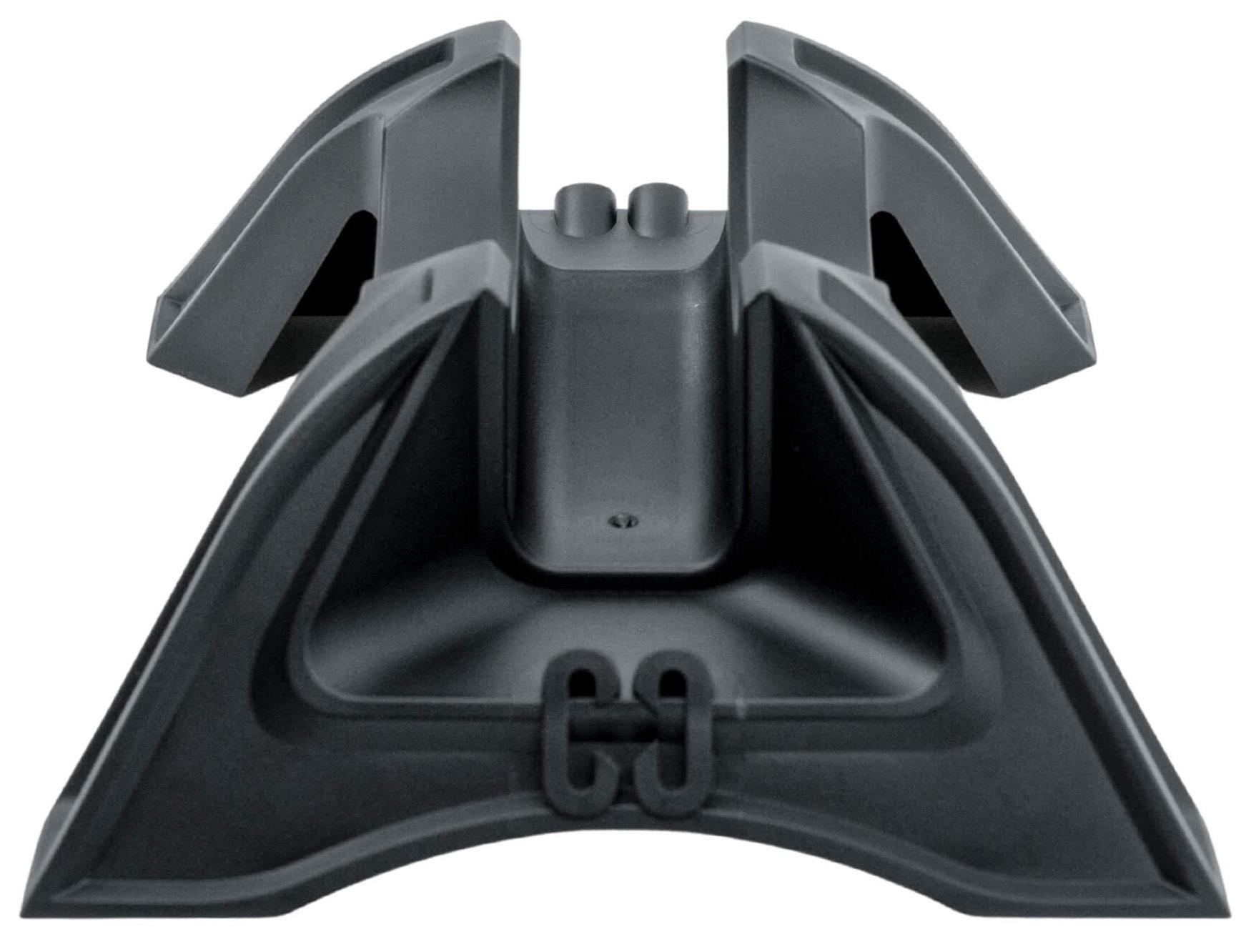The CORE Claw Scooter Floor Stand - Black by CORE features a wide base and curved slots to securely support and organize your scooter or electronic accessories.
