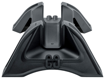 The CORE Claw Scooter Floor Stand - Black by CORE features a wide base and curved slots to securely support and organize your scooter or electronic accessories.