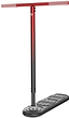 The INDO Fusion Indoor Trampoline Scooter in Tornado Red/Black features a T-shaped handlebar, textured foot platform, and Ball Head Bearing System, perfect for jumping, balance exercises, and advanced tricks.