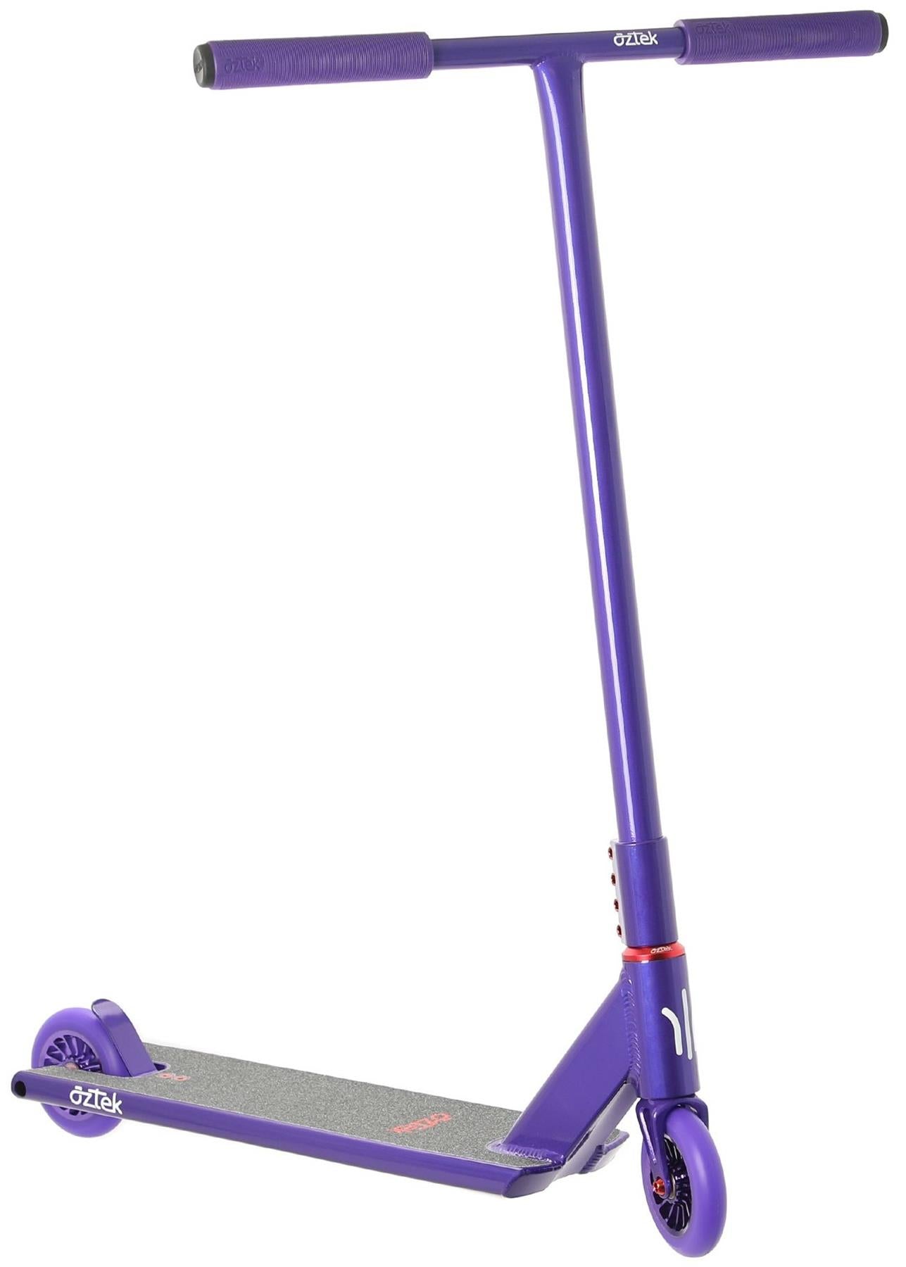 The Aztek Architect 2 Complete Stunt Scooter in Viola Purple is a durable entry-level street scooter featuring a T-shaped handlebar, small wheels, and a grey grip deck.