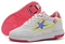 Breezy Rollers Star Girls Shoes - Pink / Yellow by Breezy Rollers feature a white design with pink soles, glittery silver heel, multicolored speckles, blue and yellow star accents, and a patented wheel system for easy roller-skating.