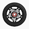 The CORE Vent 110mm Stunt Scooter Wheel - Black features a lightweight, five-spoke white and silver metal core, red “C3 Core Hardware” bearing, modern angular design, and “110MM 88A” text. Brand: CORE.