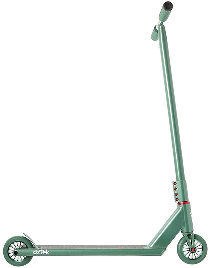 The Aztek Architect 2 Complete Stunt Scooter in Sage Green features black hand grips, a wide deck, and two solid wheels—ideal as an entry-level stunt scooter for street riders.