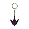 The Blunt Envy Logo Keyring - Black / Purple features a stylish, angular geometric pendant outlined in purple, resembling a downward arrow, attached to a metal key ring by a short chain.