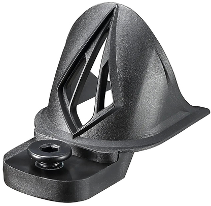 The Blunt Envy Wheel Guard V3 - Black is an angular plastic leash plug with geometric cutouts and a single screw, designed to securely attach a surfboard leash to your board. Brand: Blunt Envy.