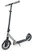 The Madd Gear Metro Cruise 250 Foldable Commuter Scooter in black and grey features large wheels, a textured foot deck, gripped handlebars, rear fender brake, and adjustable height. Shown on a white background.