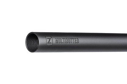 A close-up of the Ethic DTC Deildegast V2 Steel Oversized HIC Stunt Scooter Bars in black (670mm x 600mm), made by Ethic, shows a 4130 Chromoly steel tube with internal threading, "MULTIBUTTED" embossing, and a "Z" logo against a white background.