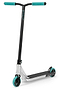 Introducing the Invert Supreme Journey 4 Jamie Hull Complete Stunt Scooter - a stylish ride in raw and teal. This sleek scooter showcases Typhoon cro-mo bars and features teal grips and wheels. Its lightweight alloy deck comes in a raw finish with a textured black surface for enhanced grip, perfectly complementing its minimalistic frame.