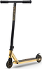 The Legacy Raze Complete Stunt Scooter – Gold/Black features a T-shaped handlebar, black grips, small wheels, and a gold deck with “Legacy” branding. Ideal for tricks and freestyle riding at the park.