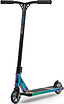 The Legacy Hype Complete Stunt Scooter by Legacy features a black handlebar paired with a vibrant rainbow neochrome deck and front fork, crafted for standout performance at the skatepark, and is displayed against a white background.