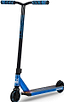 The Legacy Ventus Complete Stunt Scooter - Blu Ray Chrome by Legacy features a T-shaped handlebar, colorful grips, two small wheels, and a deck with "VENTUS" and geometric design—ideal for skatepark tricks.