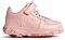 The Heelys Rezerve X2 Girls Shoes in Light Pink/Pink Confetti feature laces, a hook-and-loop strap, two wheels in the heel, a pink camo sole, and an embossed Heelys logo—perfect for beginners.