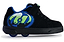 The Heelys Kolect X2 Boys Shoes in Black/Royal/Green feature a graffiti-inspired design, two wheels in the heel, and a blue collar lining—delivering fun and style from the trusted Heelys brand.