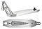 Two images of the Ethic DTC Pandemonium V2 Raw Stunt Scooter Deck, celebrated for being among the lightest in its category. The top image showcases a side view that emphasizes the complex cut-out design near the neck, while the bottom highlights its 6061-T6 aluminium construction with "Pandemonium" engraved on it and a distinctive pointed rear design.