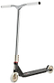 The Aztek Corsa Complete Stunt Scooter in black features silver and black coloring, white handlebars, gold wheels, and a textured foot deck, shown against a white background.