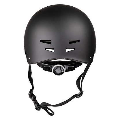 The Heelys F2 Skate Protection Helmet - Black features adjustable straps, ventilation slits, and a rear fit dial—ideal for stylish, secure rides.