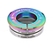 The Blunt Envy Low Stack IHC Integrated Stunt Scooter Headset in a vibrant Oil Slick Neochrome finish features engraved text, making it an excellent choice for any IHC compression system setup. The lower section displays "Low Stack 1-1/8 Headset Bearings," perfect for a Blunt Envy stunt scooter.