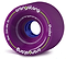 A close-up of a purple longboard wheel displays the brand name "Orangatang" and product model "4President" in white text. Featuring a blue inner core, this wheel measures 70mm with an 83a durometer hardness rating, ideal for smooth rides.