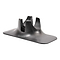 A black plastic scooter stand from Triad, featuring three curved supports for optimal security. Its single floor design, with a wide and flat base, ensures stability on the ground.
