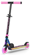 The Rampage Light Up Foldable Kick Scooter - Neochrome / Pink features adjustable bars and pink LED wheels.