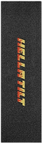 Add bold style to your Tilt scooter with the TILT x Hella Grip Stunt Scooter Griptape - Blaze, featuring a black rectangular mat and "METALLICA" printed vertically in striking yellow and red letters.