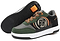 The Breezy Rollers Hero 2 Shoes - Black / Green feature black, green, and gray colors, orange laces, a round "BRK" logo, thick white soles, and showcase their patented wheel system with an orange detail by the heel.