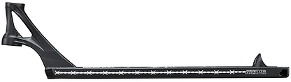 The Blunt Envy AOS V6 Will Scott Signature Stunt Scooter Deck (6.5" x 23") features a black base with bold white barbed wire graphics along the side and detailed logos at the front and rear ends.