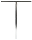 The Ethic DTC Trianon Steel Standard ICS/IHC Stunt Scooter Bars in Raw Silver, measuring 720mm by 560mm, feature a T-shaped design made from durable 4130 Chromoly Steel. The handlebar is showcased against a white background and includes a smooth finish with a gradient effect transitioning from dark to light at the bottom, ensuring optimal performance.