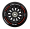 The Slamm Nylon Core 100mm Scooter Wheel - Black / Black features red and white accent lines, a silver ABEC 9 Chrome Bearing, and “SLAMM SCOOTERS,” “88A,” “100MM,” and “NYLONS” around the edge. Great for beginner riders.