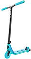 The CORE CL1 Complete Stunt Scooter - Turtlesent by CORE features turquoise handlebar grips and wheels, a blue deck with a white logo and black grip tape. The stunt scooter is shown angled on a white background.