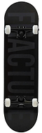 The Fracture Fade Series Black Complete Skateboard (8" x 31.75") features a sturdy Canadian Maple deck, white wheels, black trucks, and "FRACTURE" in large dark gray letters—an ideal entry-level skateboard for beginners.