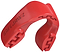 The Safejawz Intro Series Protection Mouthguard in red features grooved sections for comfort and has the Safejawz brand embossed on the side.